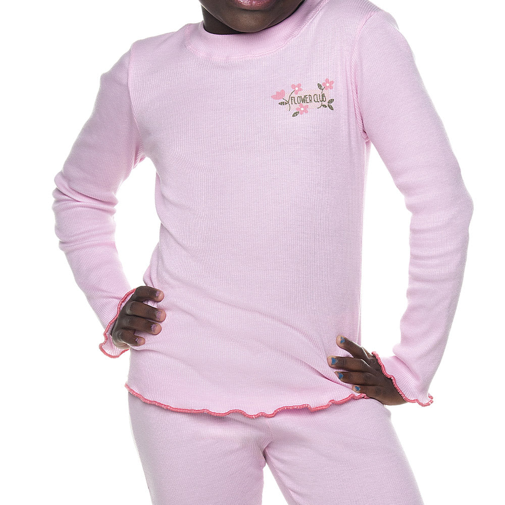 Pijama Infantil Menina em Ribana Canelada Flores - Have Fun