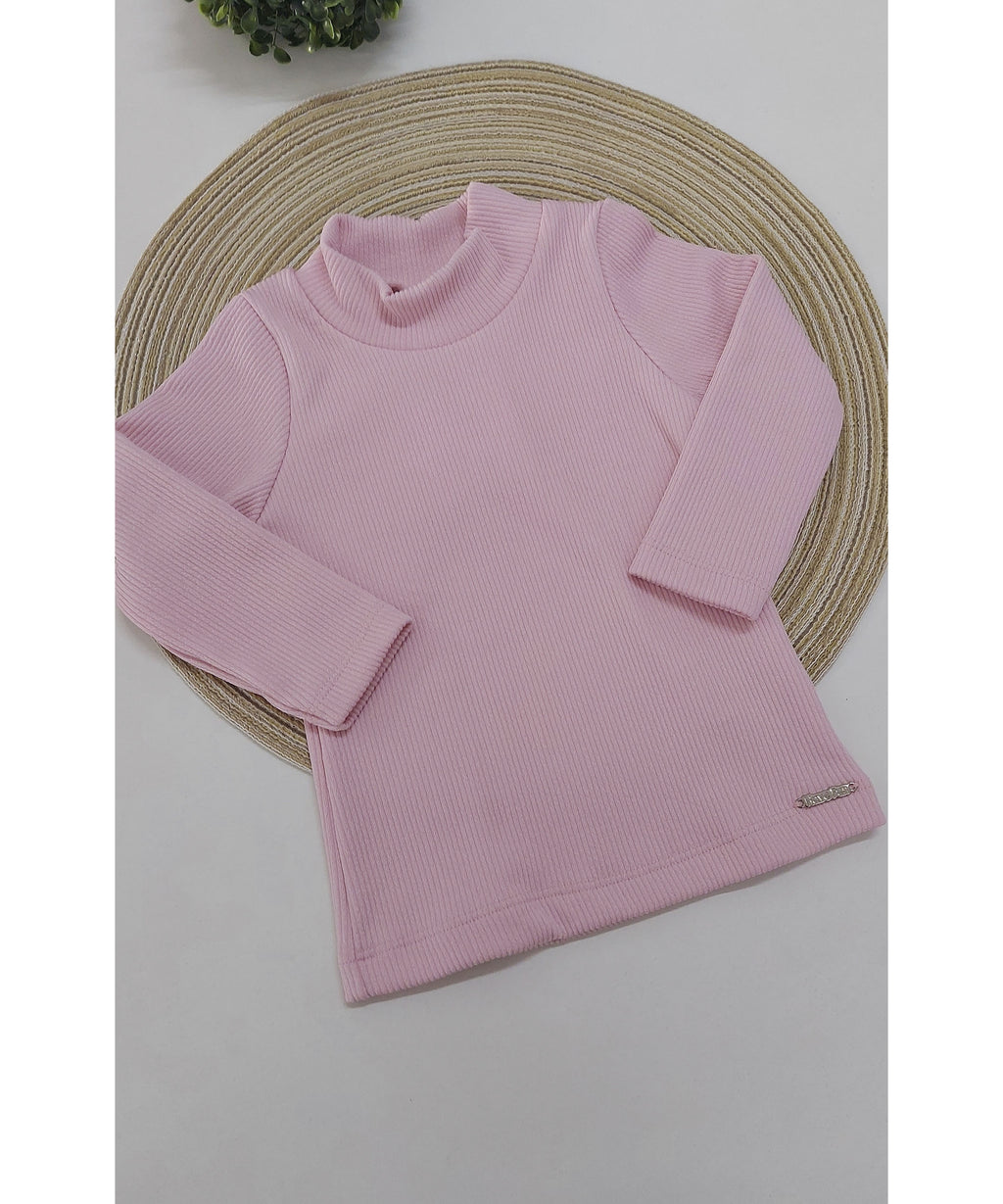 Blusa Gola Alta Canelado Enrugado Rosé - Have Fun
