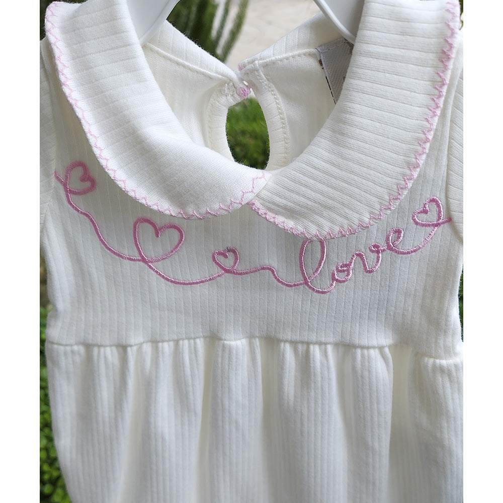 Macaquinho Bebê Menina em Suedine Com Gola - Kiko Baby