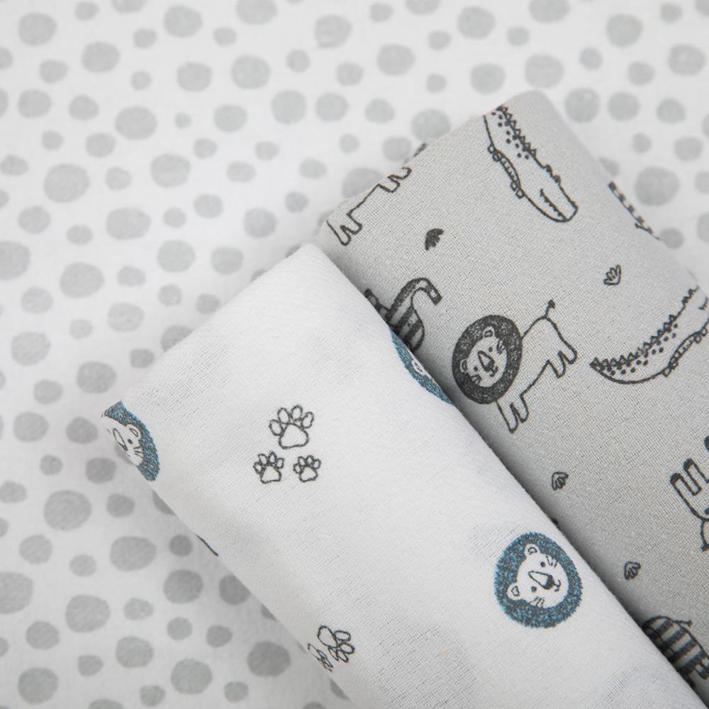 Cueiro Flanelado Estampado 1,0Mx80CM C/3 UN Selva - Papi