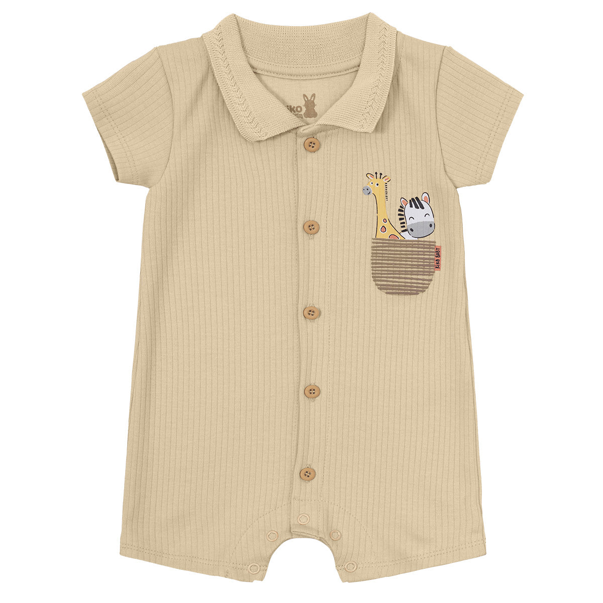 Macaquinho em Suedine Canelado Bebê Menino - Kiko Baby