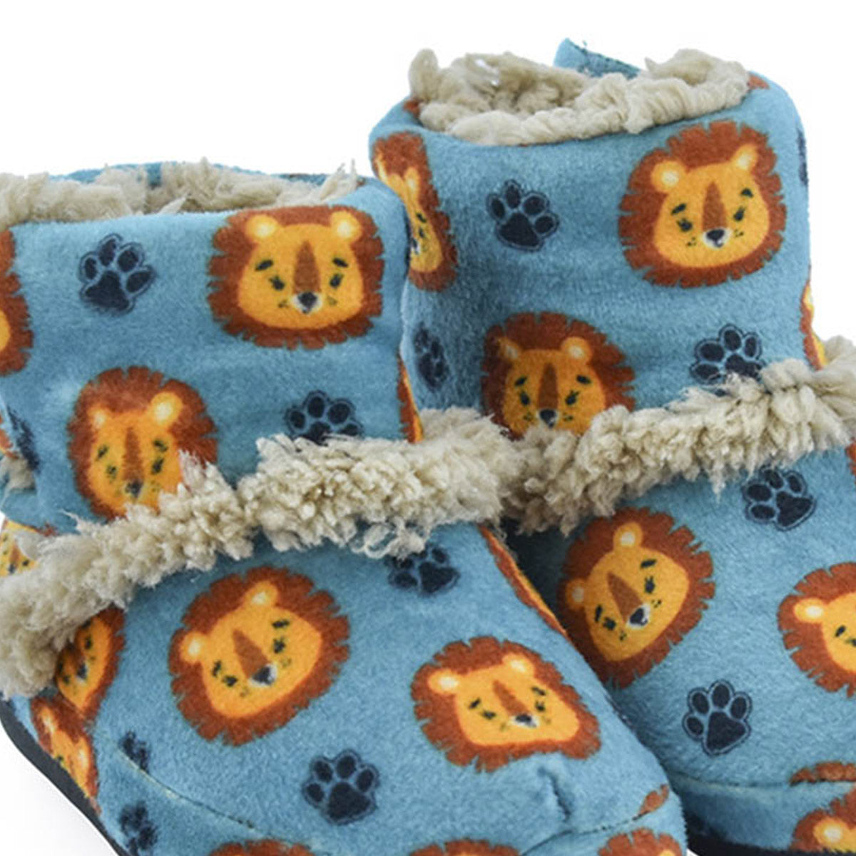 Pantufa Botinha Bebê Azul Leão Sola Emborrachada - Ferpa