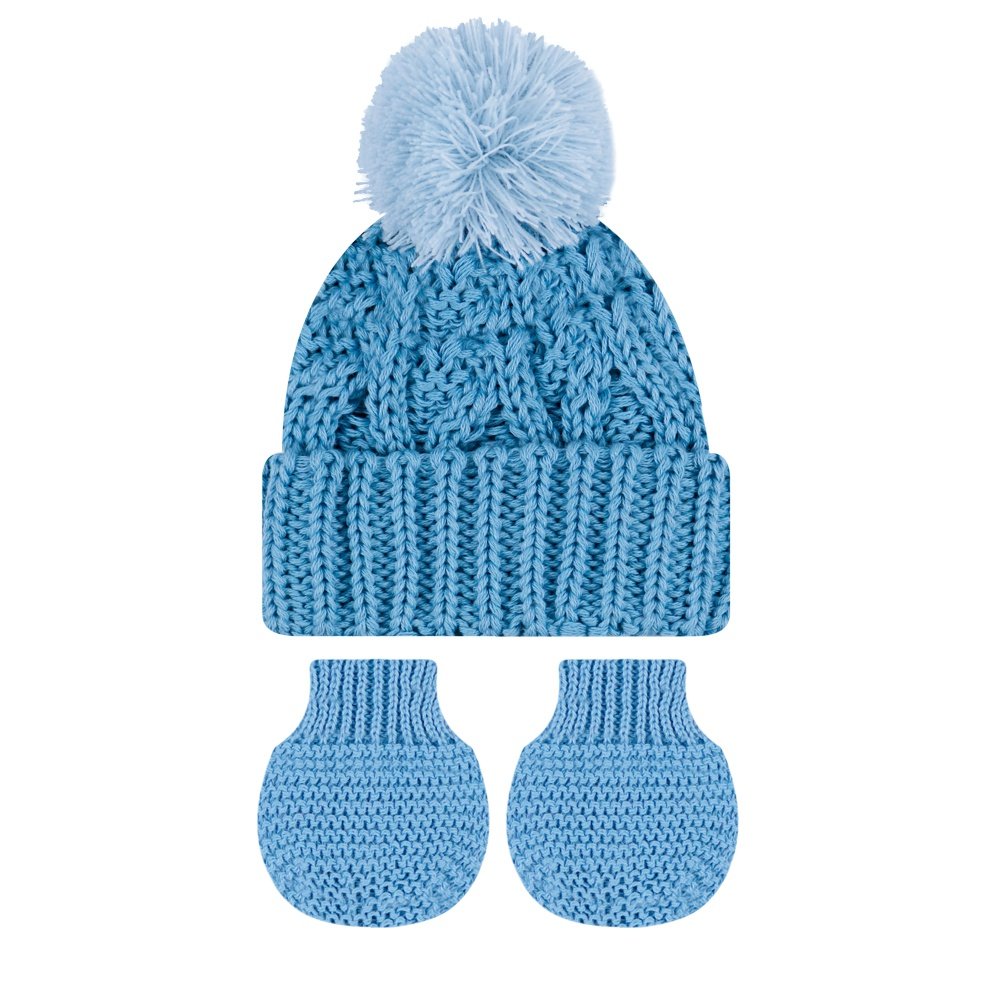 Kit Touca Pompom e Luva Acrílica Prematuro - Everly