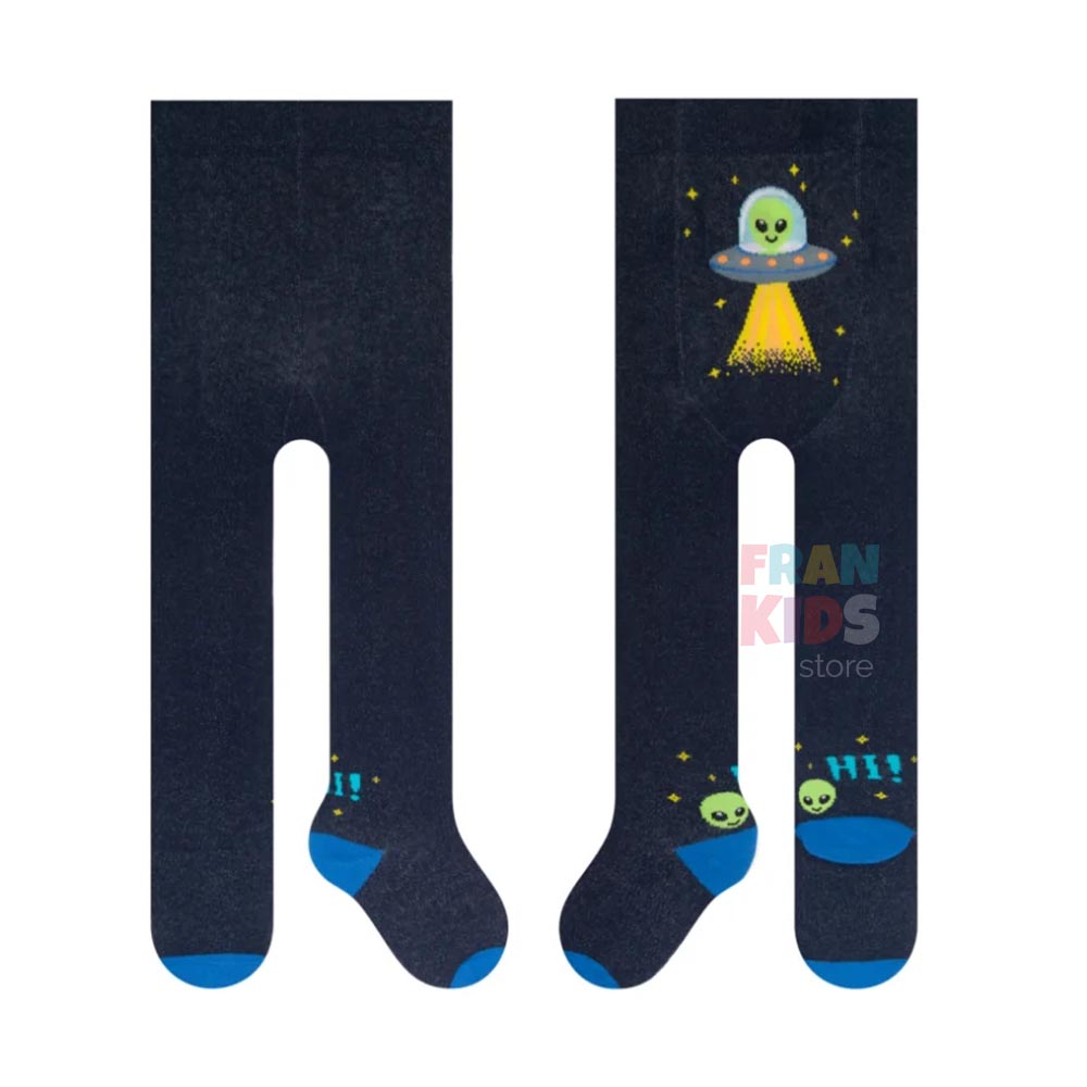 Meia-Calça Fio 80 Bebê Menino em Algodão Nave Espacial - Selene