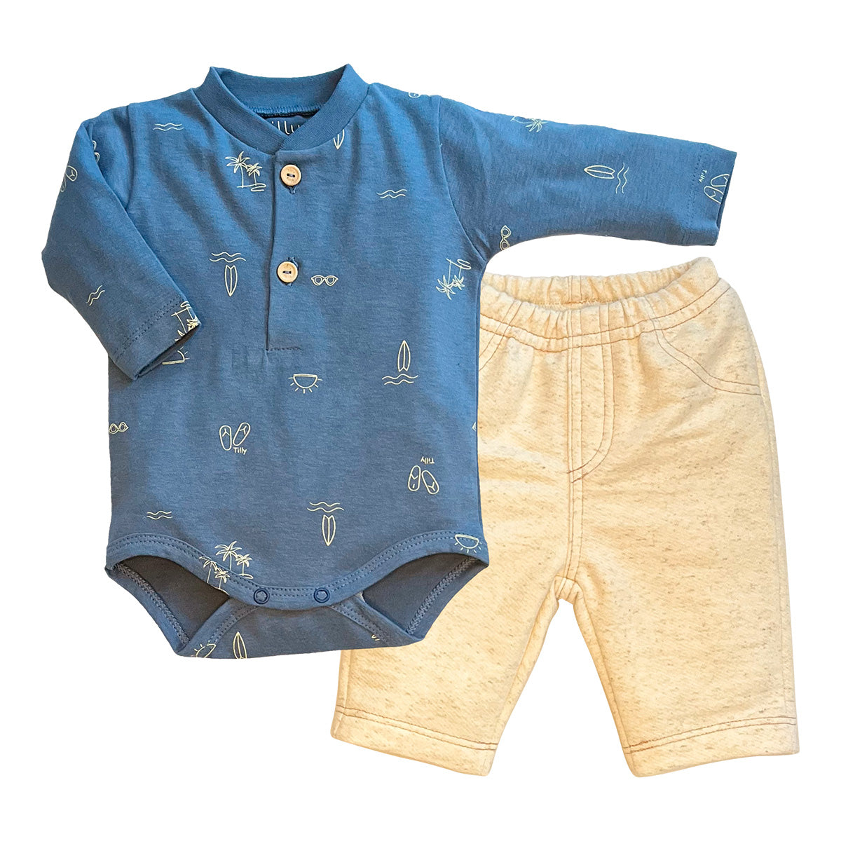Conjunto Body e Calça Bebê Mini Print Tropical - Tilly Baby