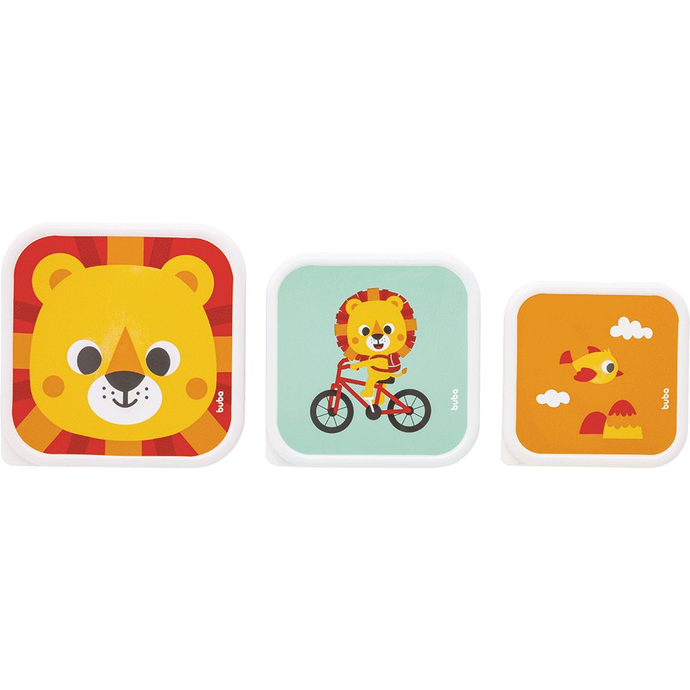 Kit 3 Potinhos Para Bebê Buba Zoo Leão - Buba
