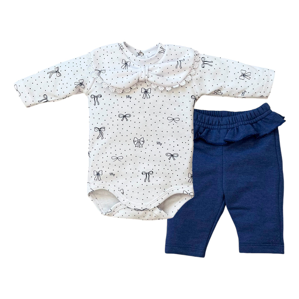 Conjunto Bebê Menina Body Longo e Calça Laços - Tilly Baby