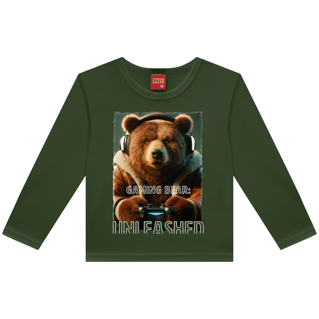 Camiseta Infantil Menino Manga Longa Urso - Kyly