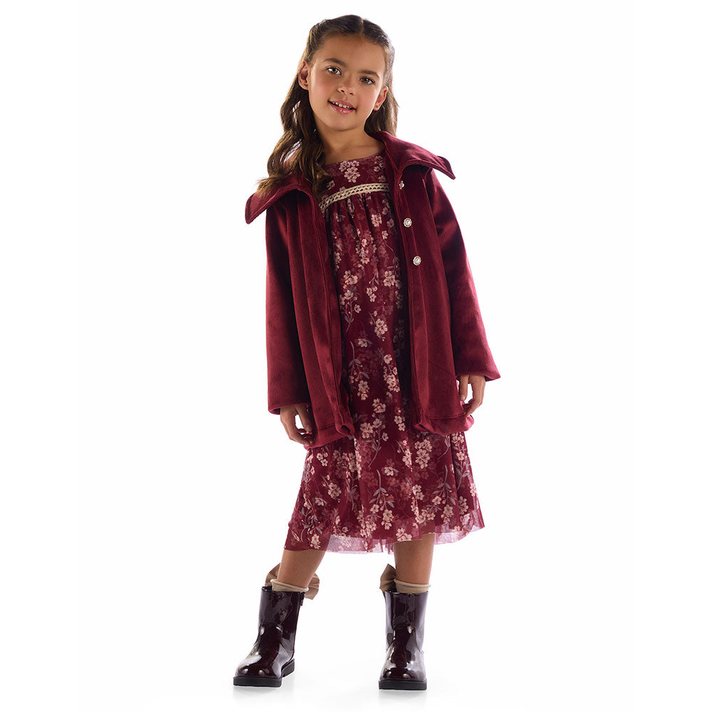 Vestido Infantil Manga Longa Floral  - Kiki Xodó