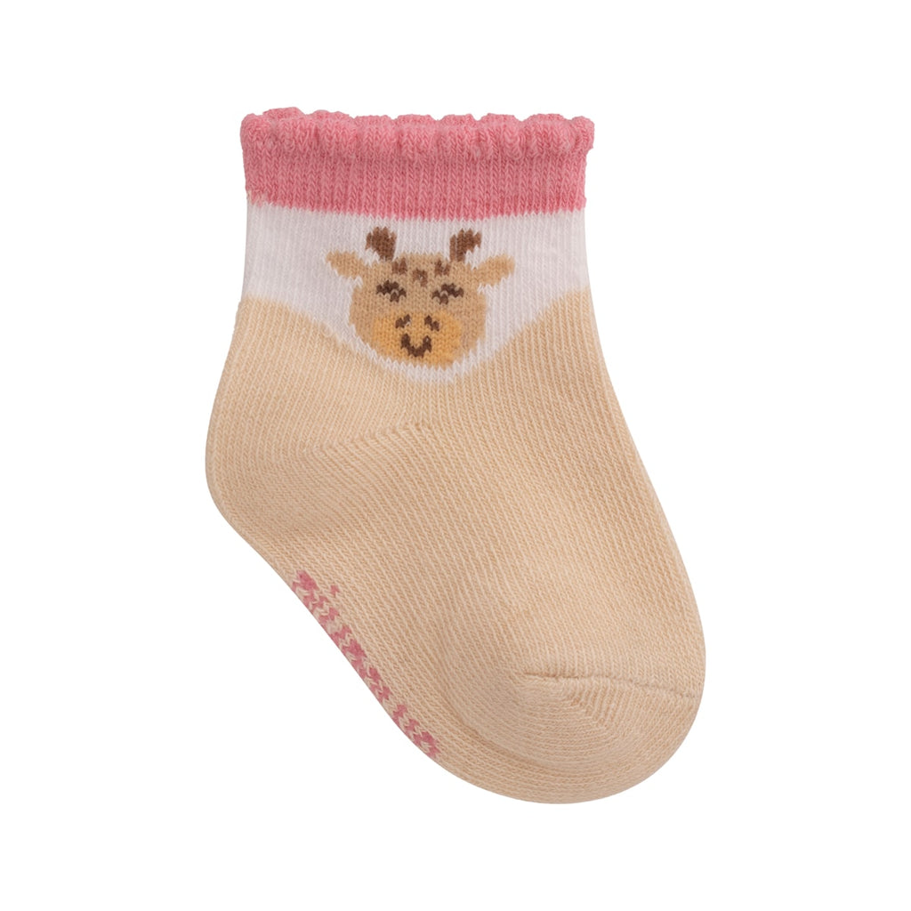 Kit 3 Pares Meia Cano Médio Bebê Menina RN Girafa - Pimpolho