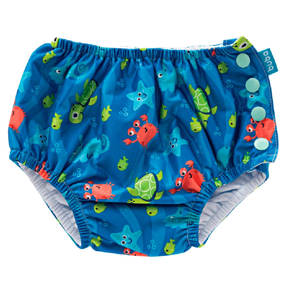 Sunga de Banho Com Fralda Reutilizável Praia Piscina Azul - Buba