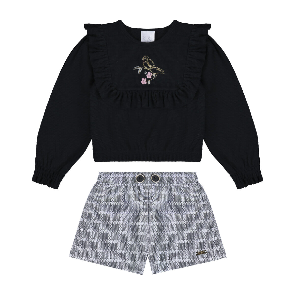 Conjunto Infantil Blusa e Short Tweed - Kiki Xodó