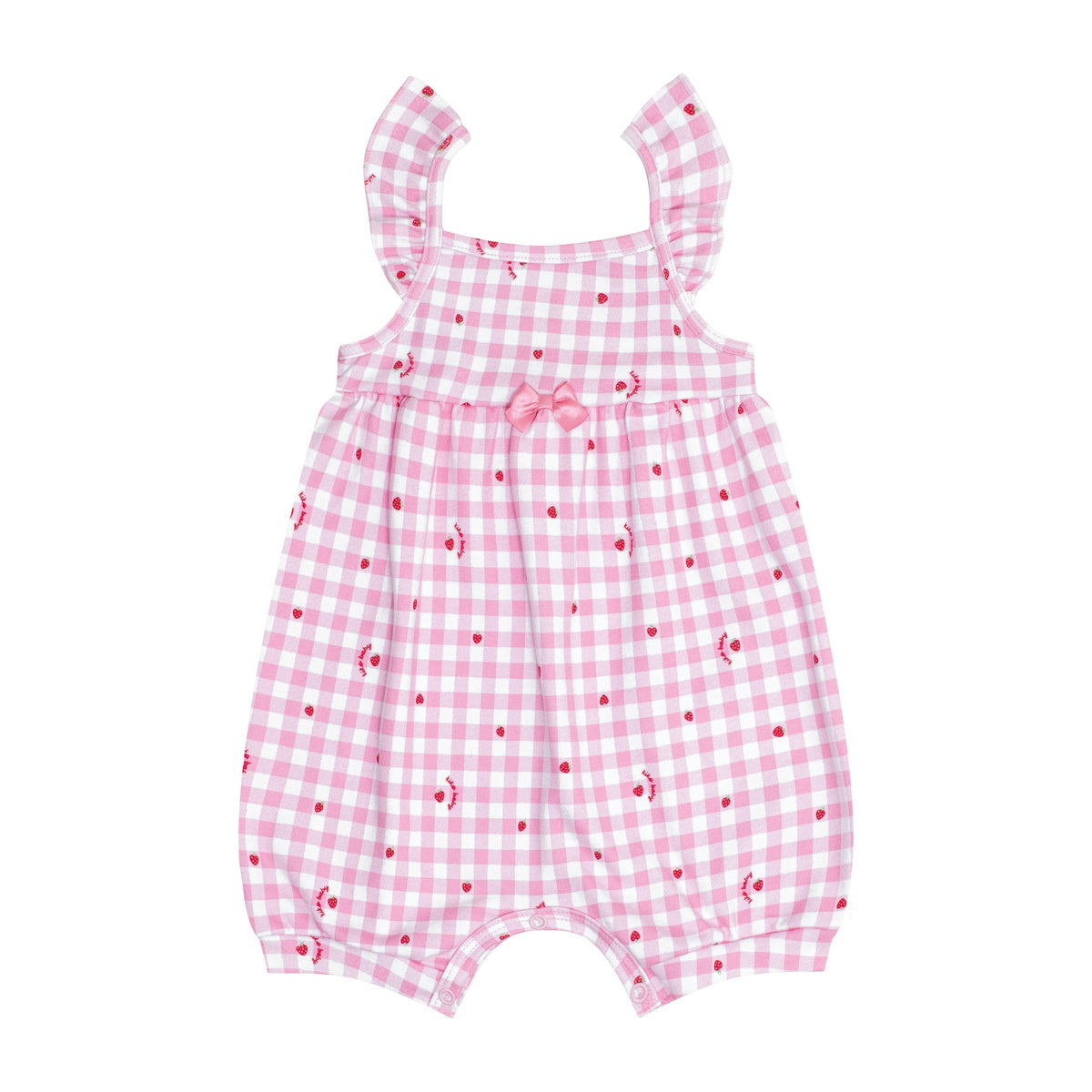 Macaquinho Bebê Menina em Suedine Morangos - Kiko Baby