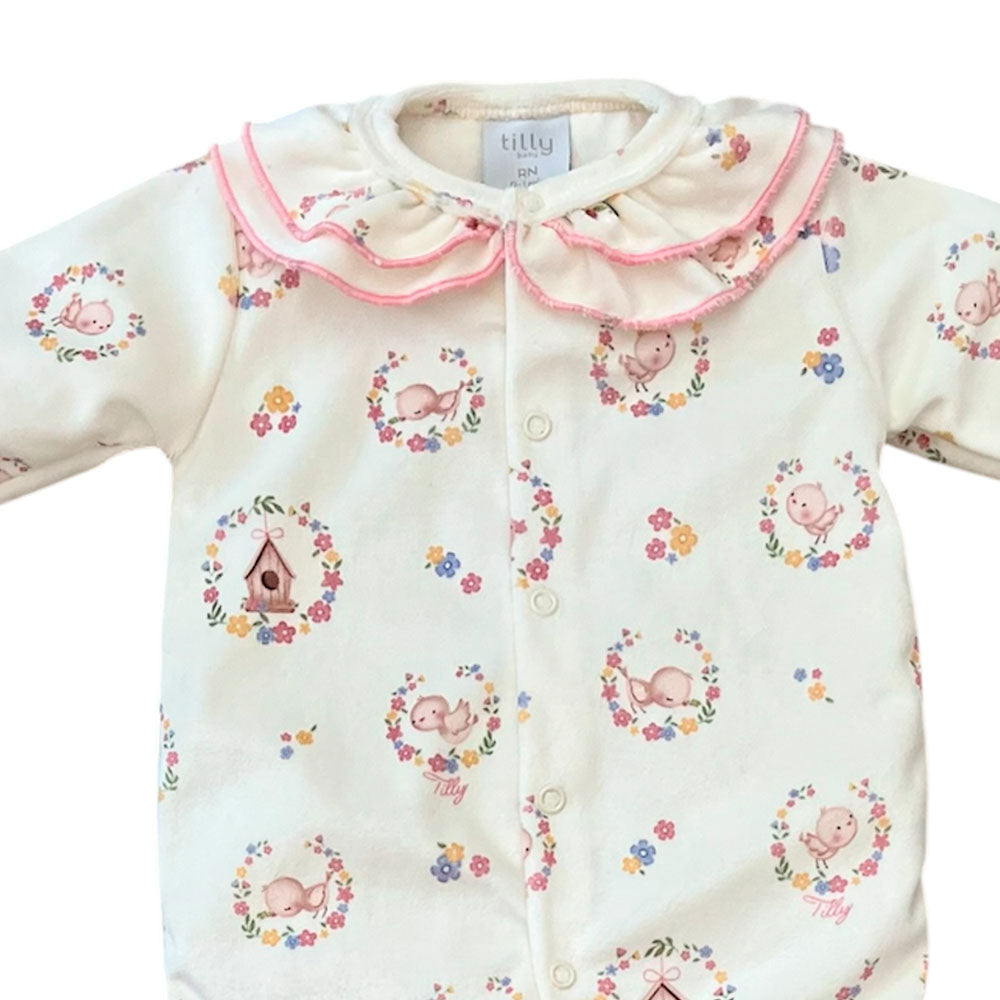 Macacão Bebê Menina Plush Com Gola Passarinha - Tilly Baby
