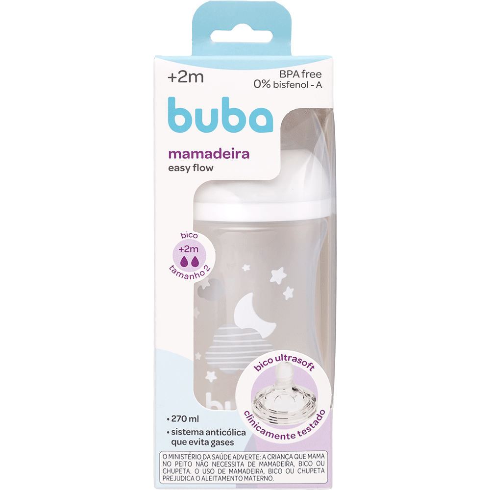 Mamadeira Easy Flow Nuvem Branca 270ml (2+ Meses) - Buba