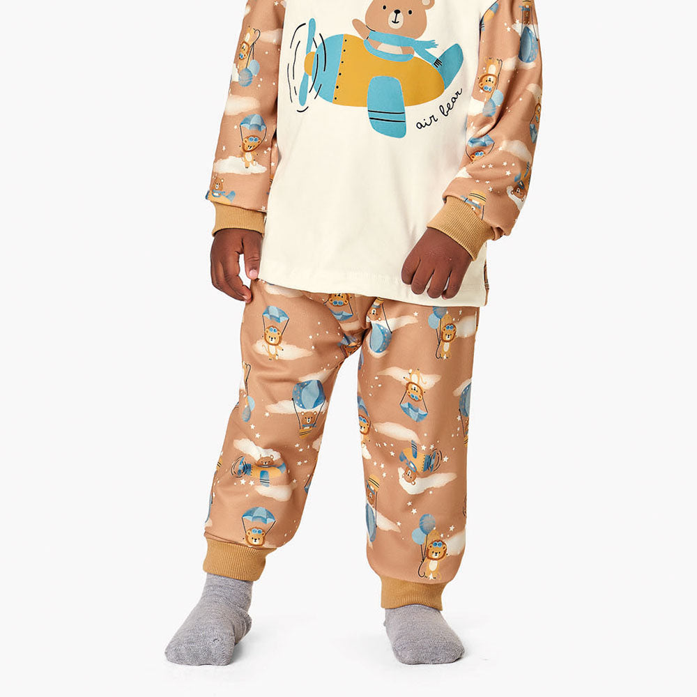 Pijama Bebê Menino Malha Térmica Urso Aviador - Kiko e Kika