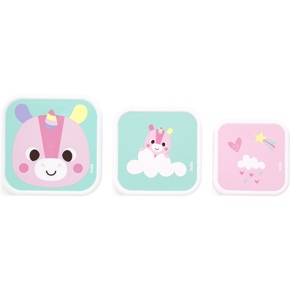 Kit 3 Potinhos Para Bebê Buba Zoo Unicórnio - Buba