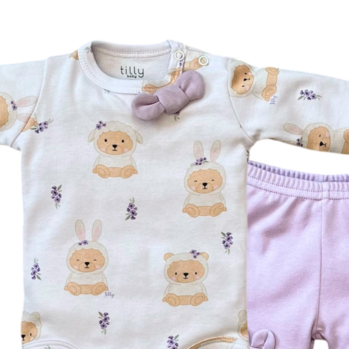 Conjunto Bebê Body Manga Longa e Calça Ursinha - Tilly Baby