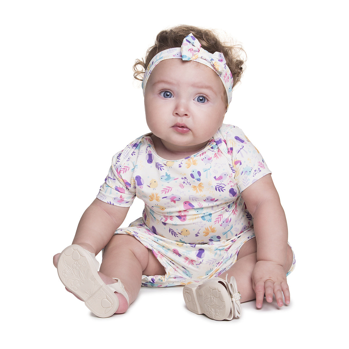 Conjunto Bebê Body Shorts e Faixa Malha Sublimada - Have Fun