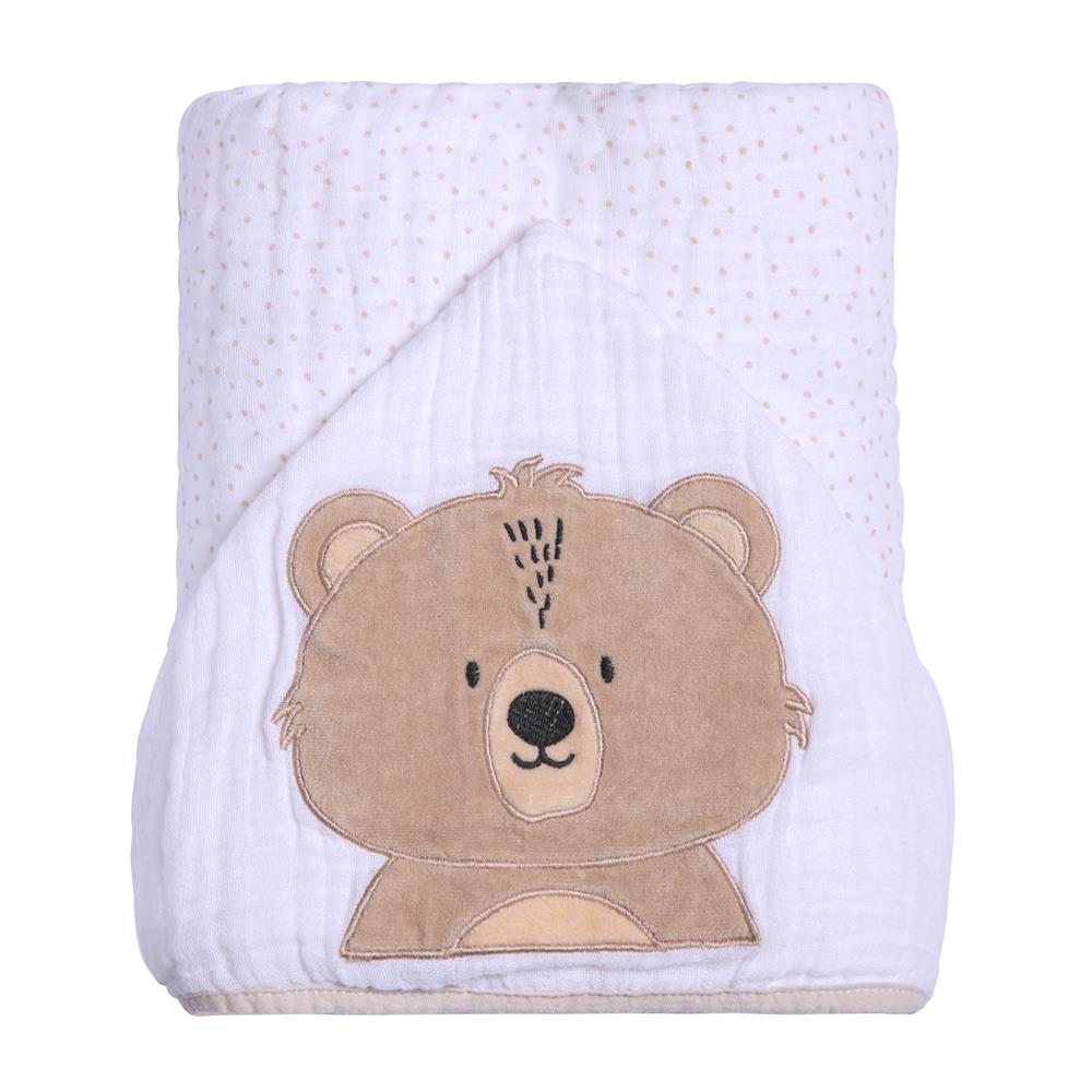 Toalha de Banho Soft Friends C/ Capuz Bordado 90x75CM - Papi