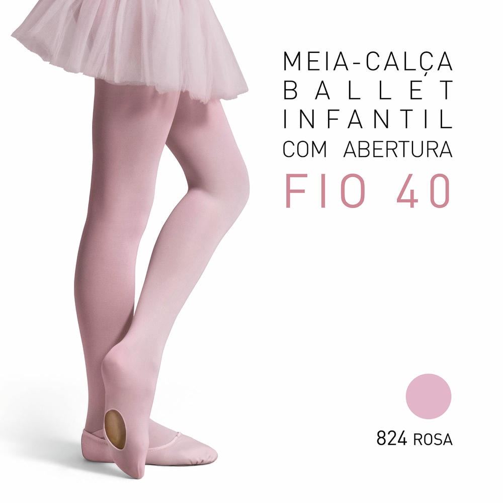 Meia-Calça Fio 40 Infantil Menina Ballet C/ Abertura - Selene