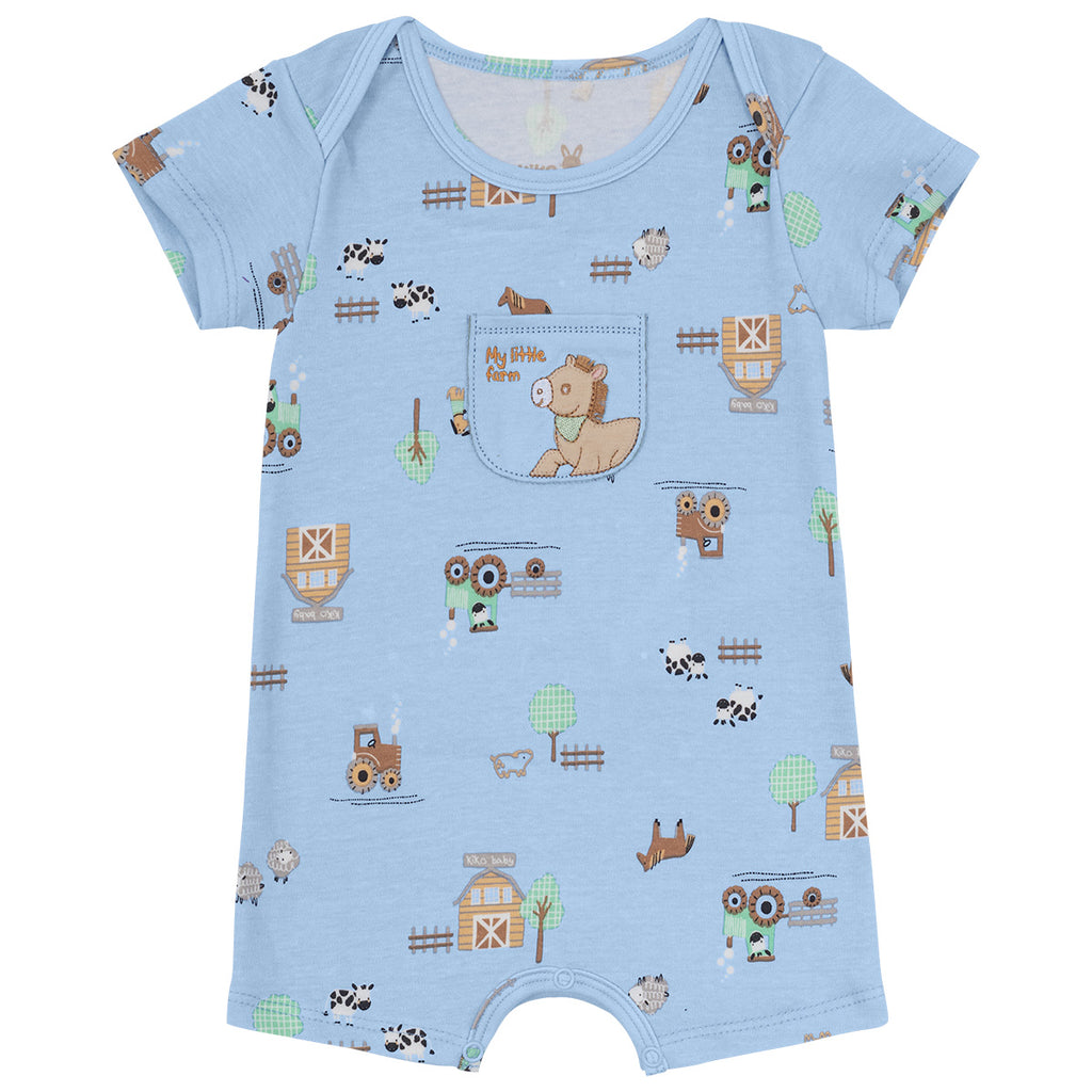 Macaquinho em Suedine Bebê Menino Fazendinha - Kiko Baby