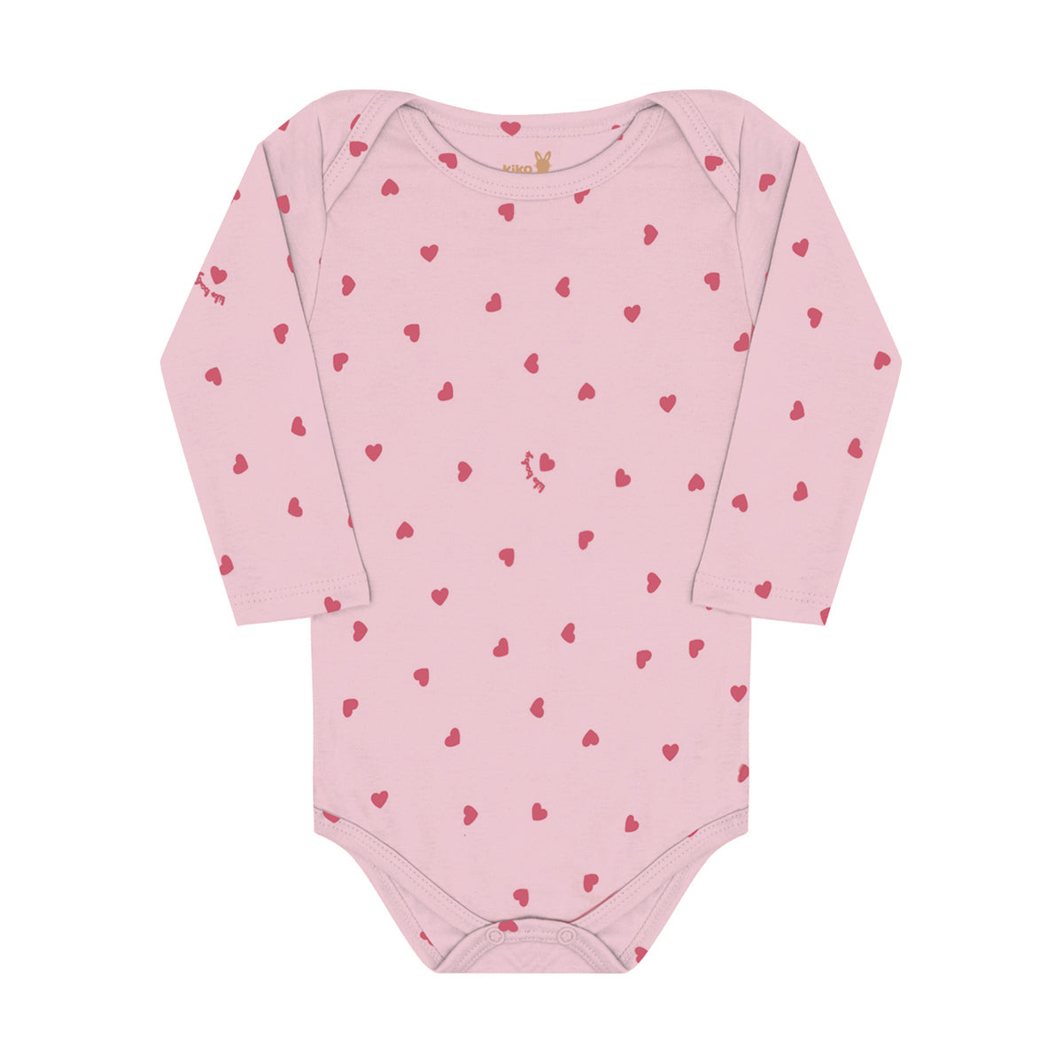 Body Manga Longa Bebê Menina Corações - Kiko Baby