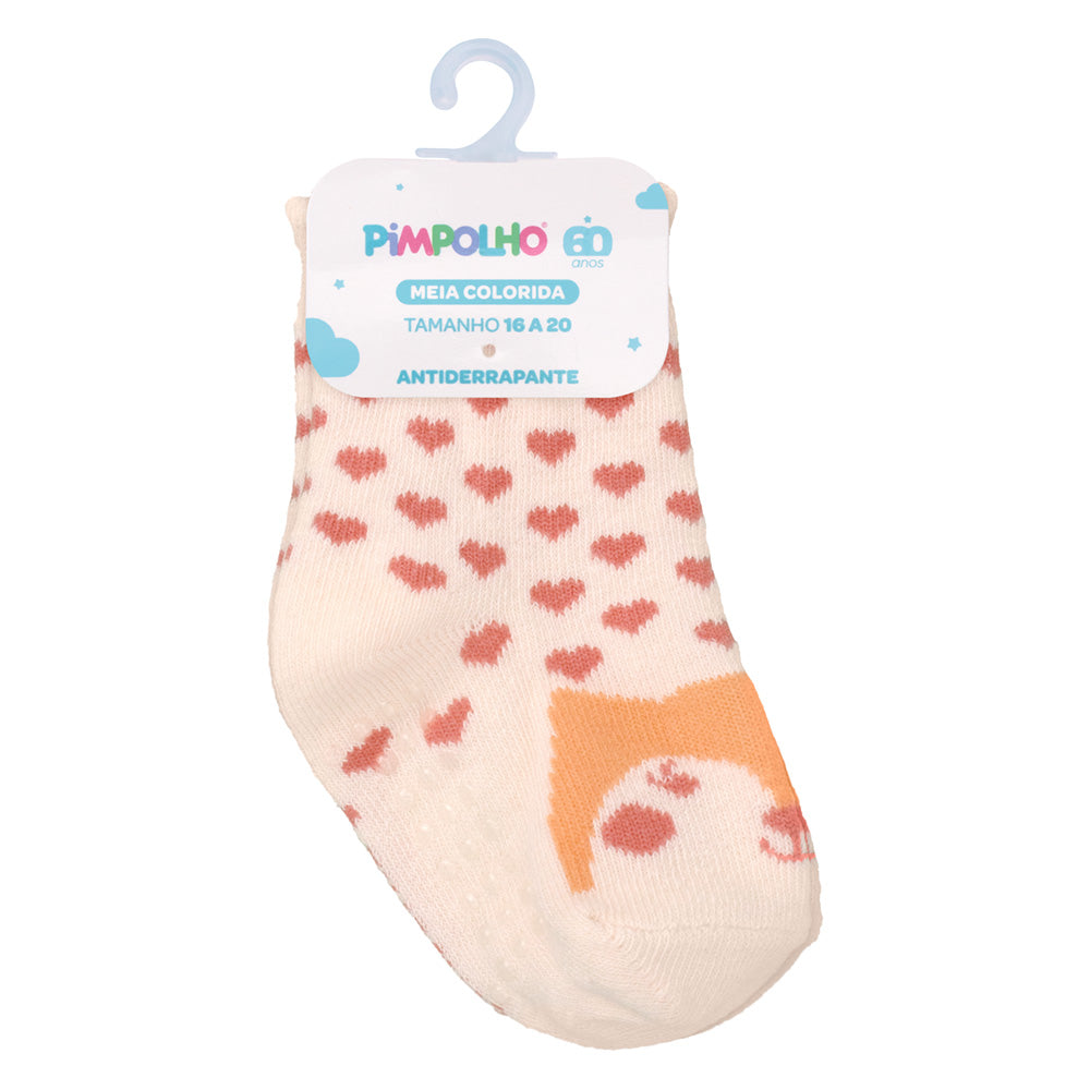 Meia Antiderrapante Bebê Menina 16-20 Raposa - Pimpolho
