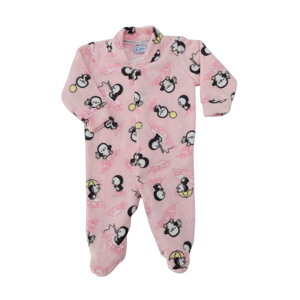 Macacão Soft Bebê Menina Pinguins Rosa - Rosebud