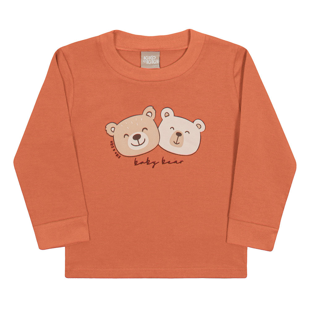 Camiseta Bebê Menino Manga Longa Ursos - Kiko e Kika
