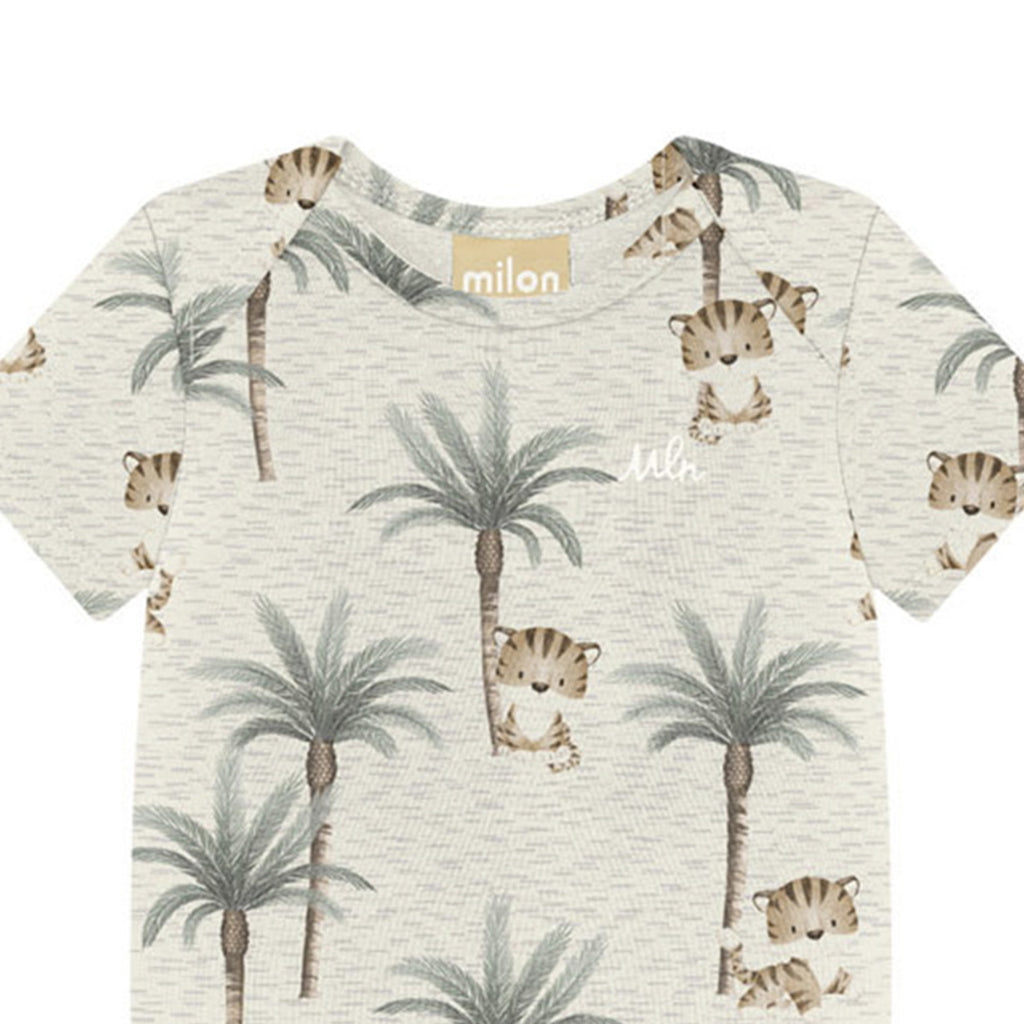 Body Manga Curta Bebê Menino Tigre Coqueiros - Milon