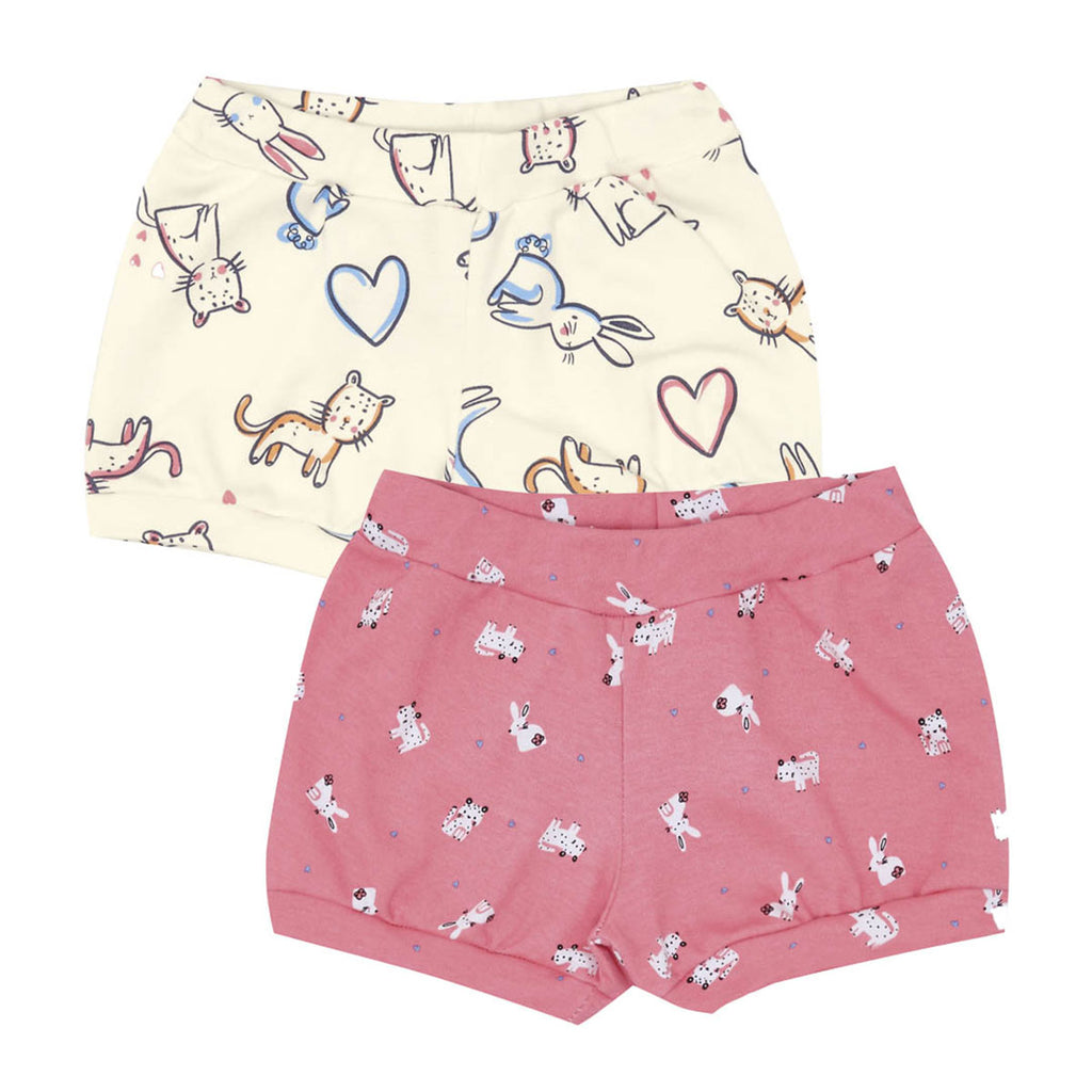 Short Bebê Menina em Suedine Coelhos - Kiko Baby