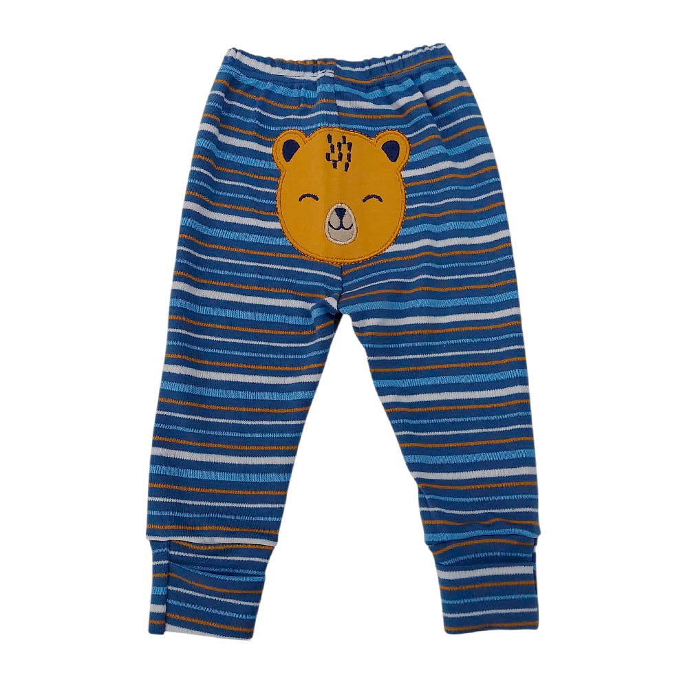 Calça Suedine Bebê Vira Pé Listrada Urso - Kiko Baby