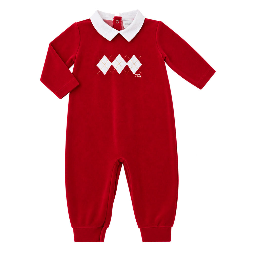 Macacão de Plush Clássico Masculino Vermelho - Tilly Baby