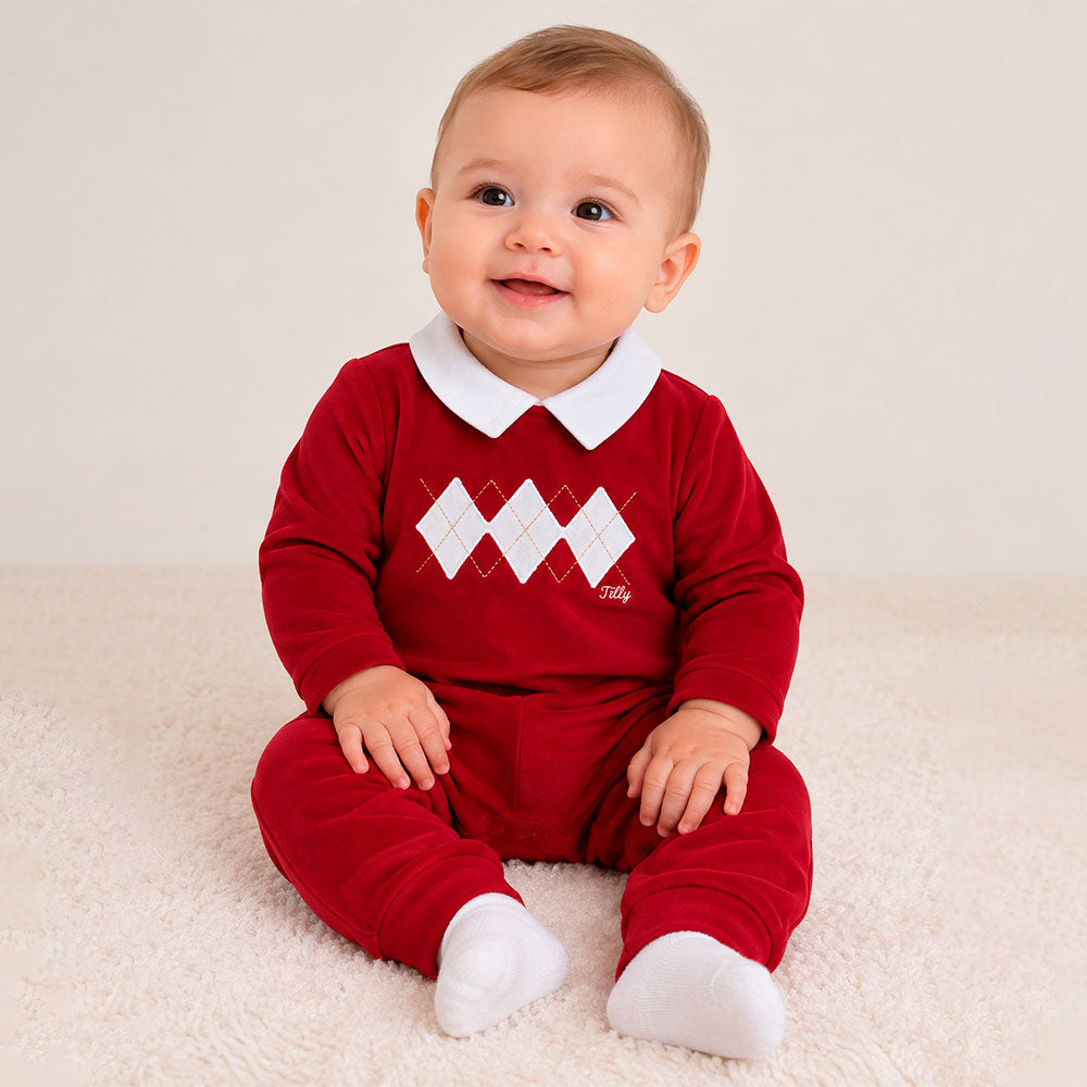 Macacão de Plush Clássico Masculino Vermelho - Tilly Baby