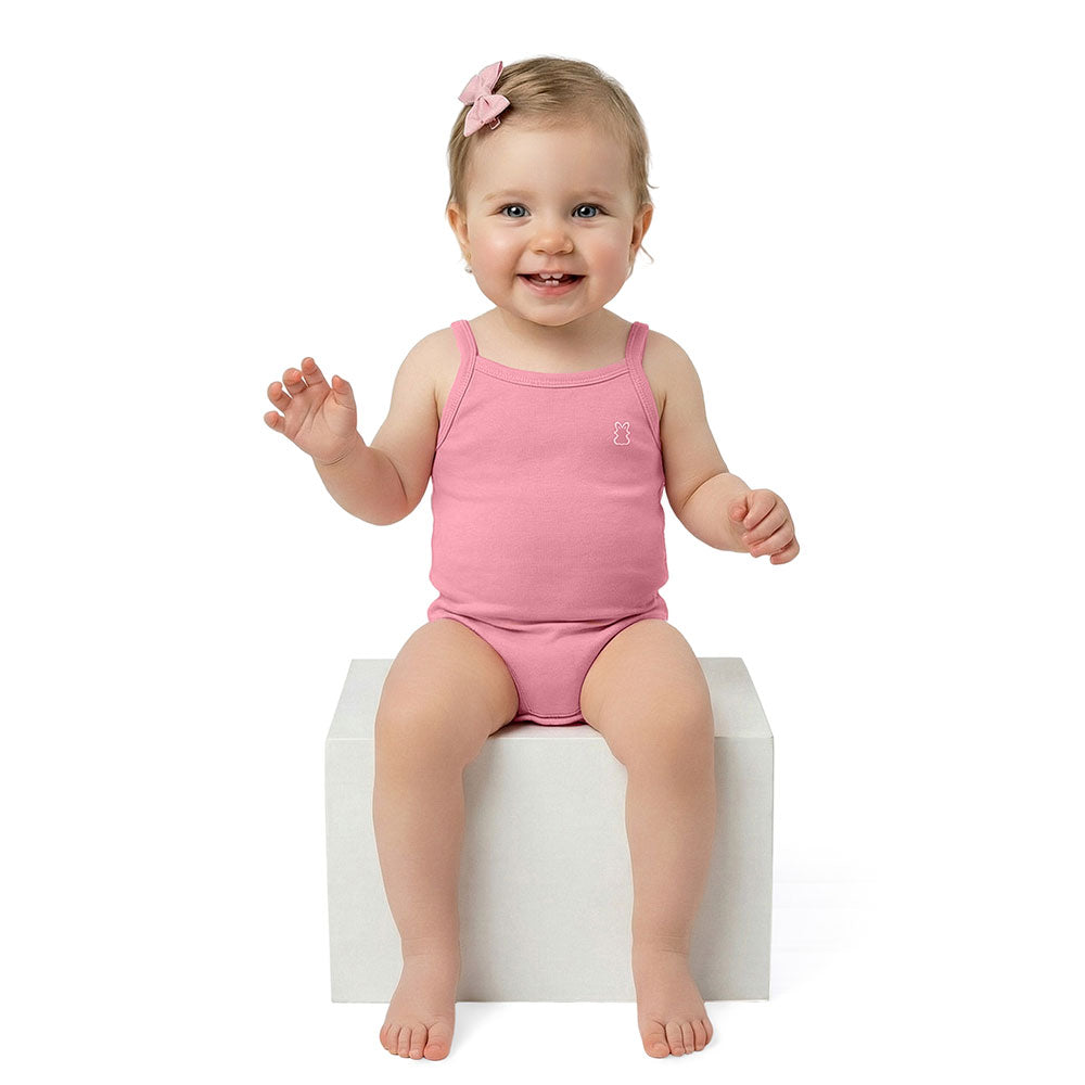 Body Regata Alcinha Bebê Menina Liso em Suedine - Kiko Baby