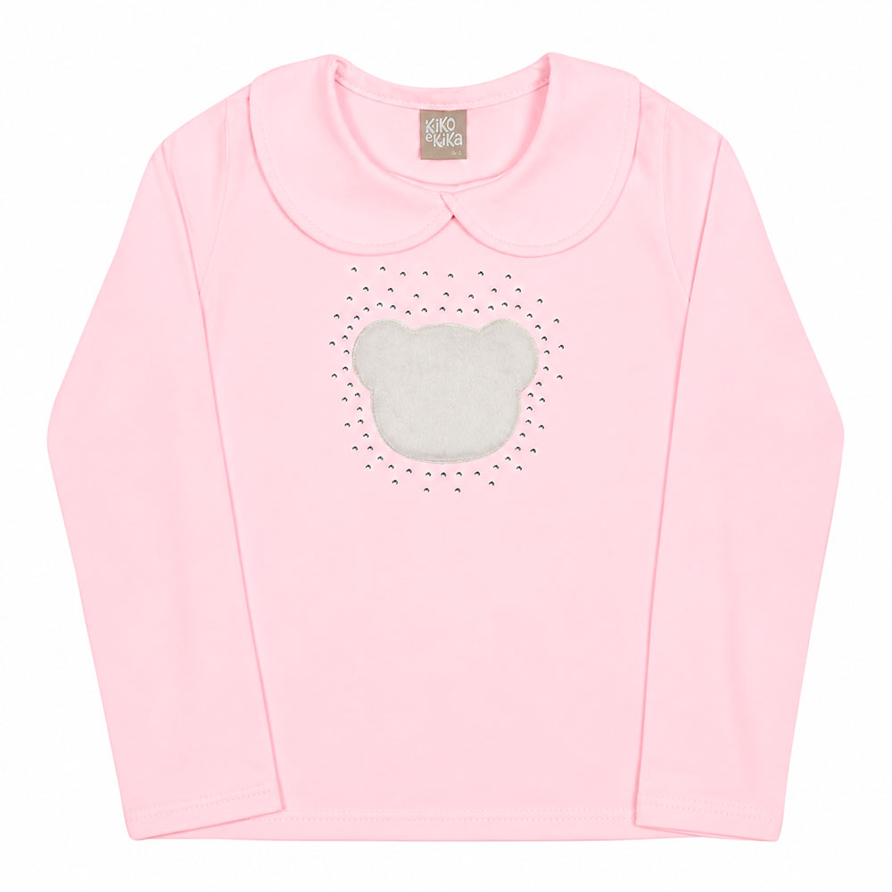 Blusa Infantil Menina em Cotton Com Gola - Kiko e Kika