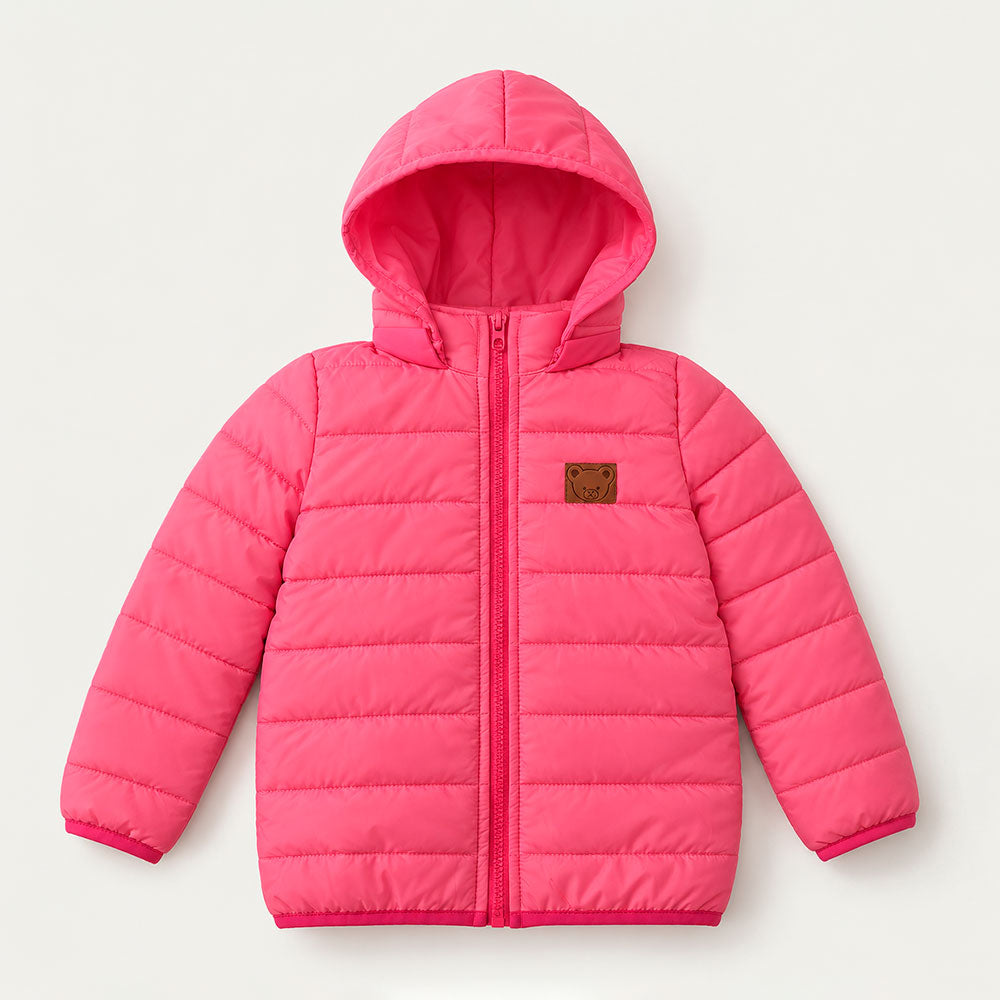 Jaqueta Puffer Infantil Com Capuz Rosa - Santa Rita
