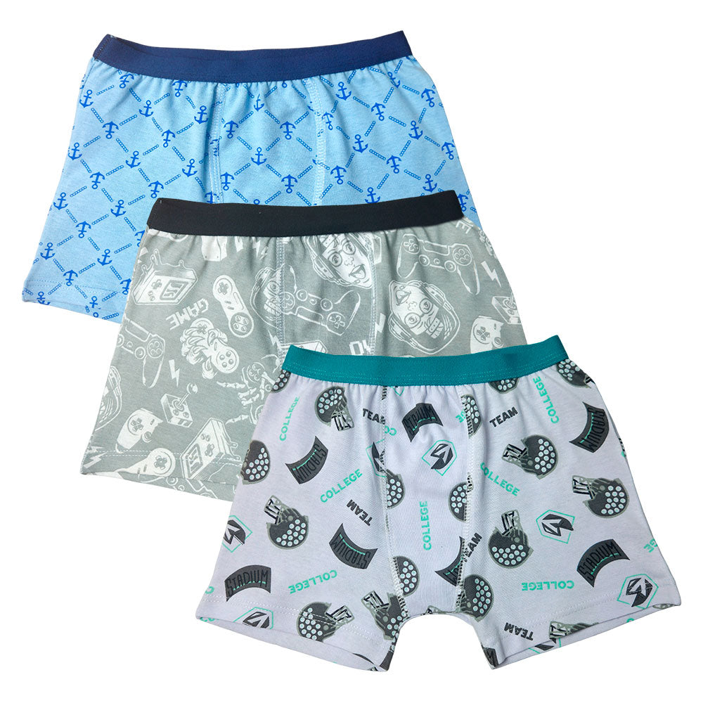 Kit C/3 Cuecas Boxer Infantil Estampas Sortidas - Tampinha