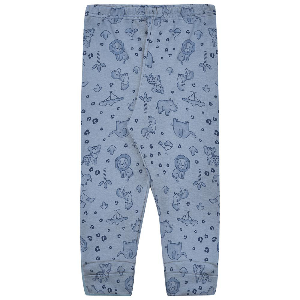 Calça Bebê C/ Vira Pé em Suedine Azul Safári - Kiko Baby