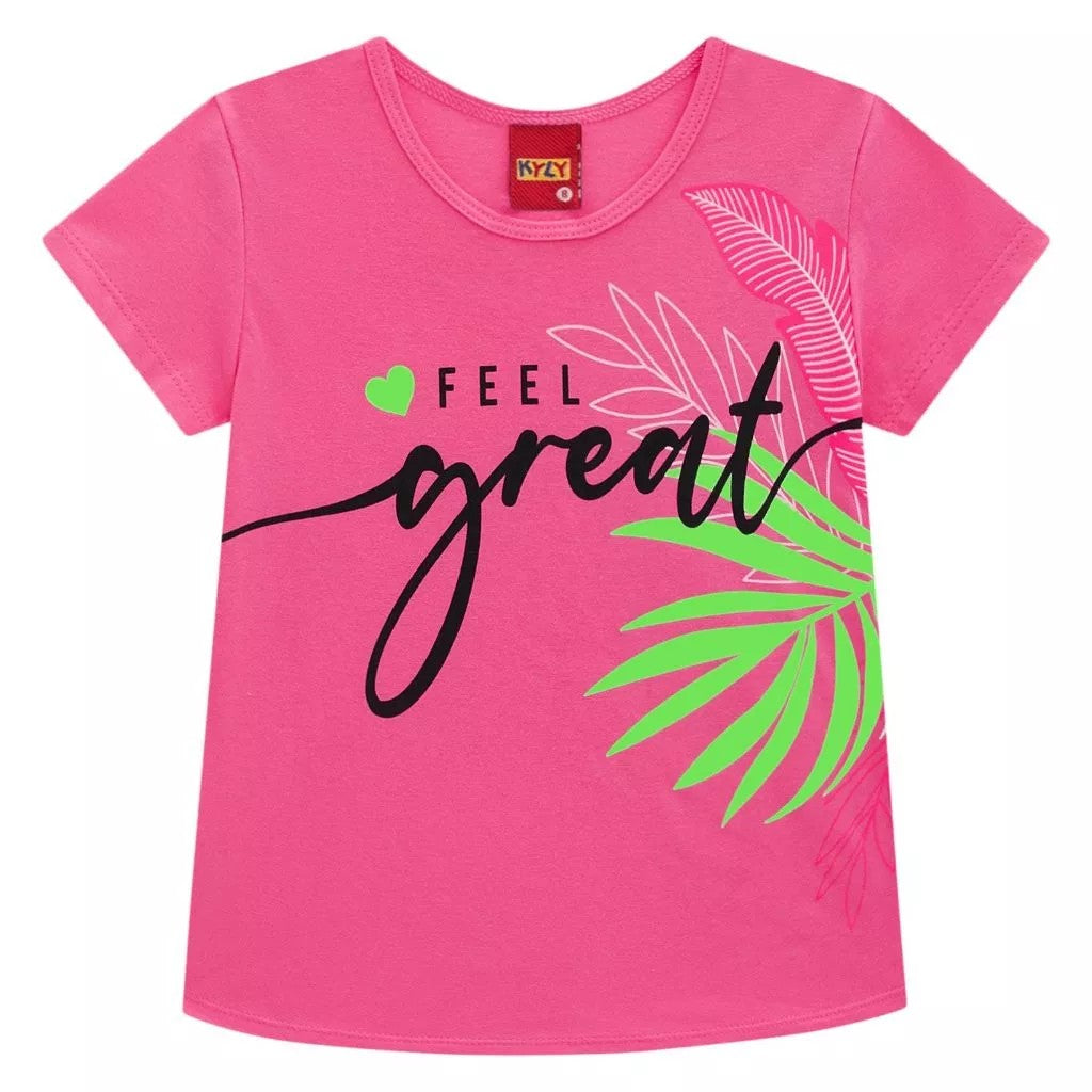 Conjunto Infantil Menina Blusa e Short Feel Great - Kyly