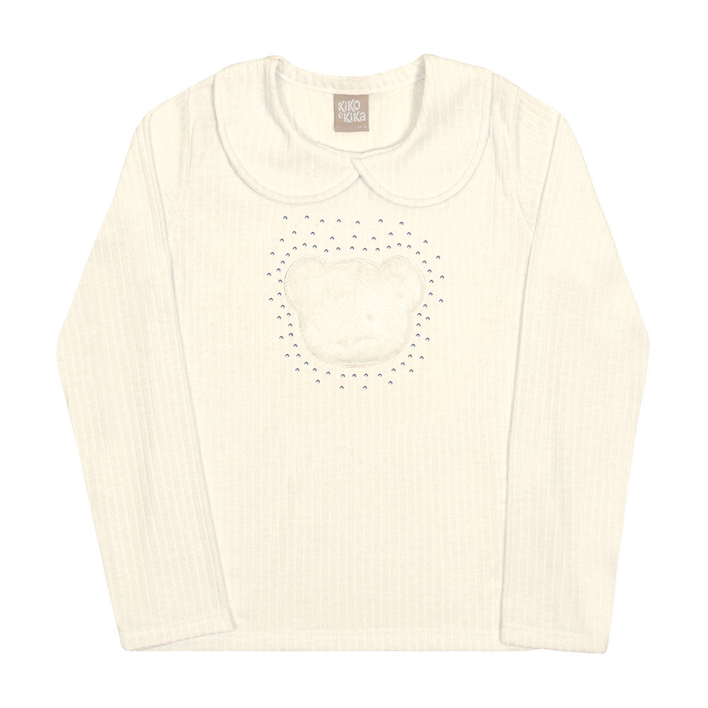 Blusa Infantil Menina em Cotton Com Gola - Kiko e Kika