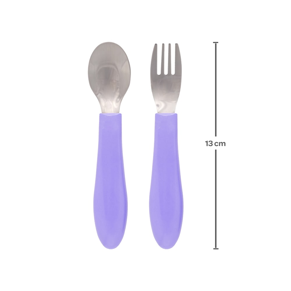 Kit Talher Bebê Colher e Garfo Buba Zoo Roxo - Buba