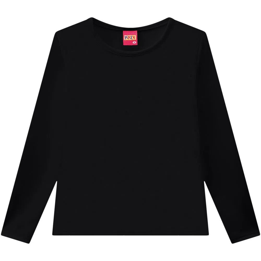 Camiseta Blusa Térmica Para Frio Infantil Preta - Kyly