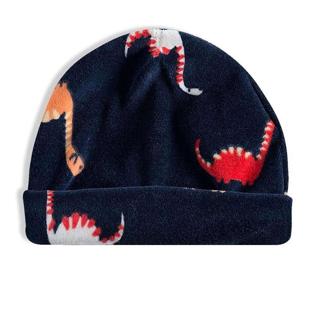 Touca do Dino em Plush Estampado Marinho - Tip Top
