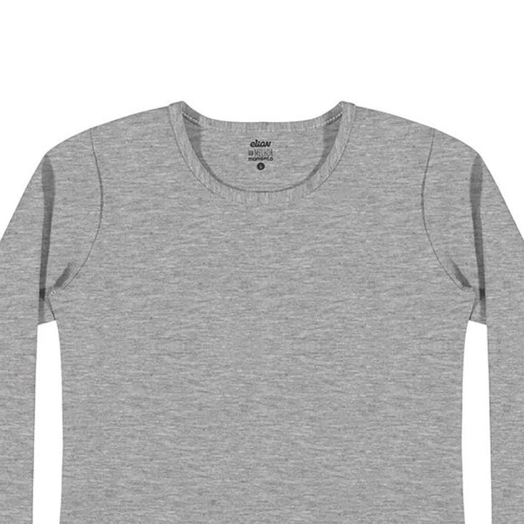 Blusa Básica Infantil Menina em Cotton Leve Cinza- Elian