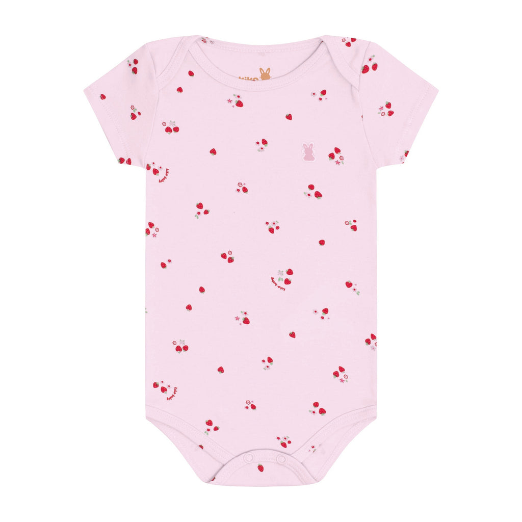 Body Manga Curta Bebê Menina Morangos - Kiko Baby