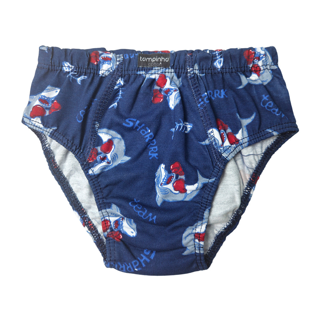 Kit C/3 Cuecas Slip Infantil Estampas Sortidas - Tampinha