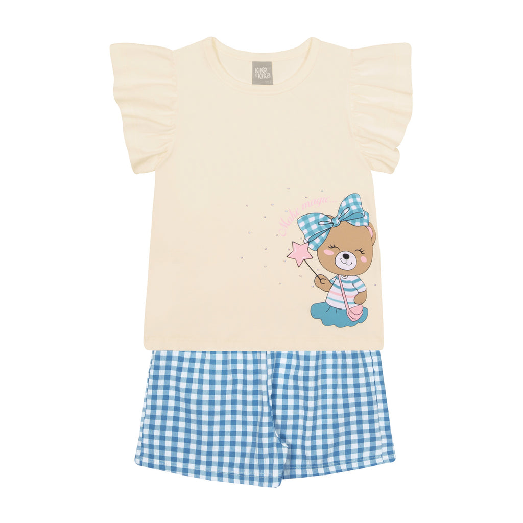Conjunto Menina Blusa Ursinha e Shorts - Kiko e Kika