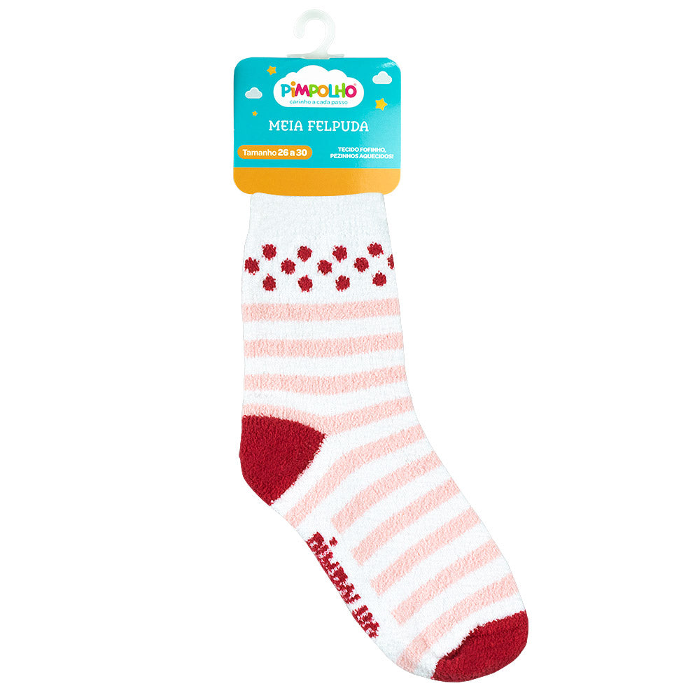 Meia Felpuda Infantil Menina 26-30 Listras - Pimpolho